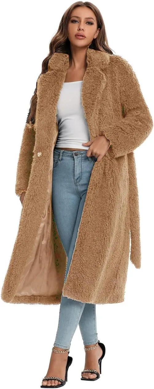 SUGAR POISON Women Faux Fur Winter Coats With Belt