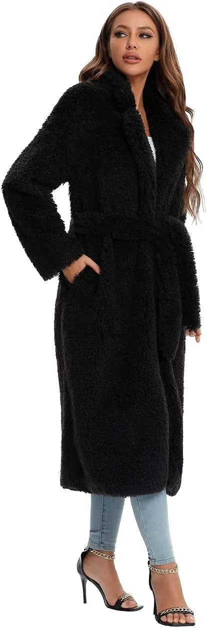SUGAR POISON Women Faux Fur Winter Coats With Belt