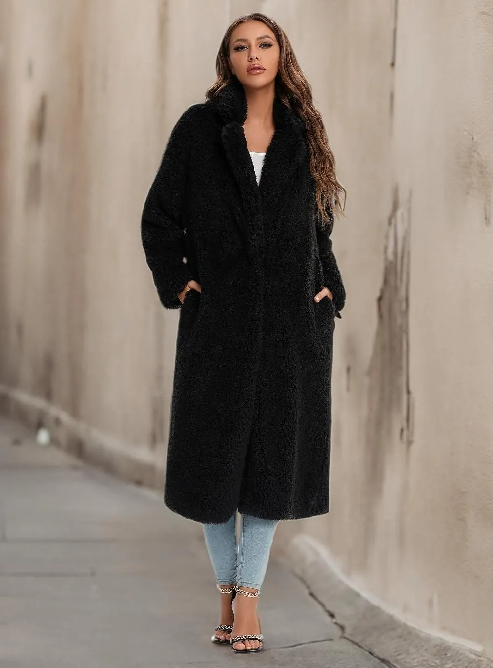 SUGAR POISON Women Faux Fur Winter Coats With Belt