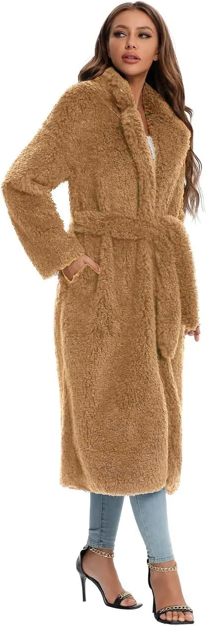 SUGAR POISON Women Faux Fur Winter Coats With Belt