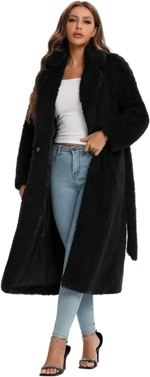 SUGAR POISON Women Faux Fur Winter Coats With Belt