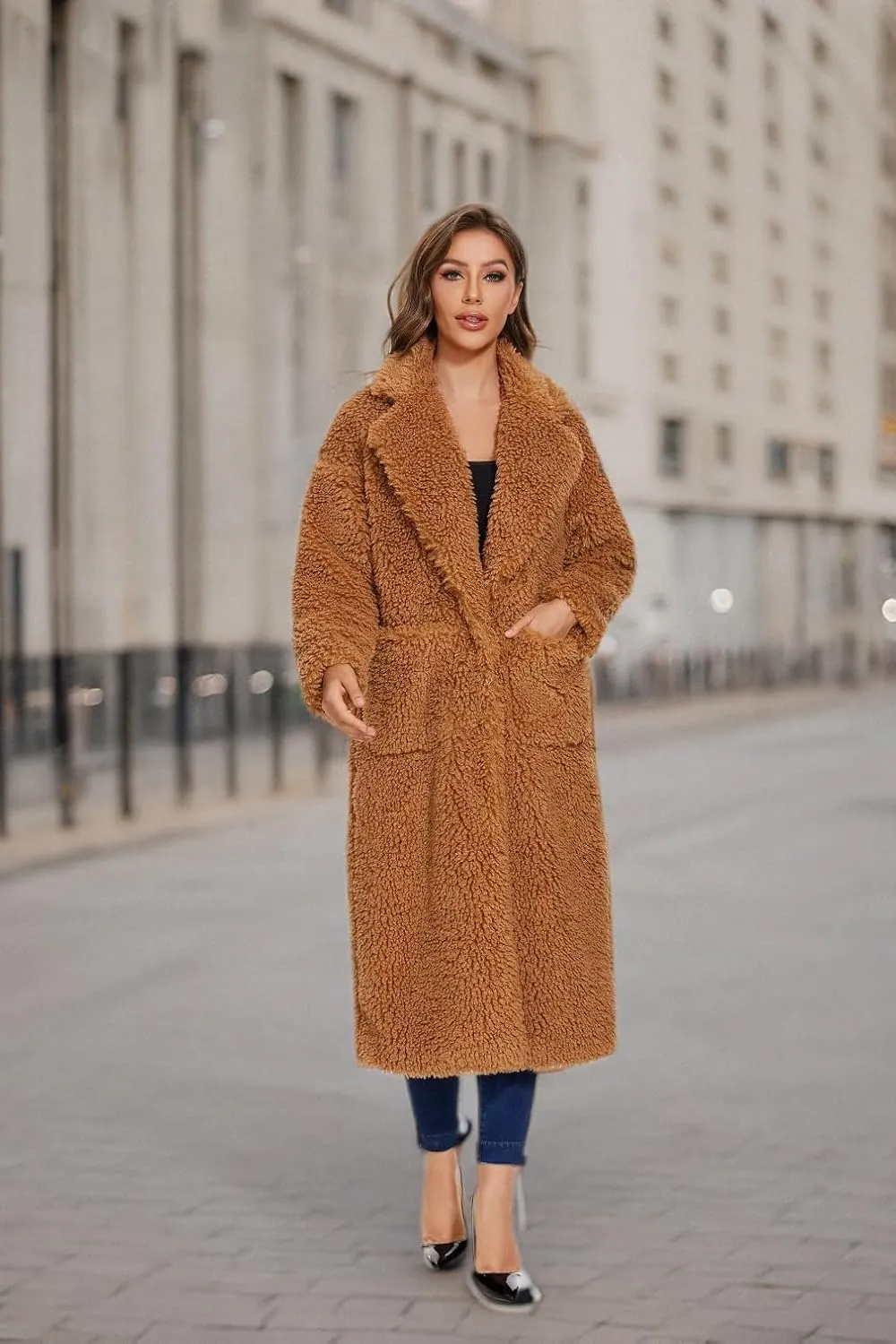 SUGAR POISON Women Faux Fur Winter Coats With Belt