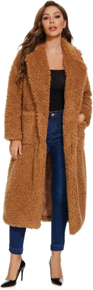 SUGAR POISON Women Faux Fur Winter Coats With Belt