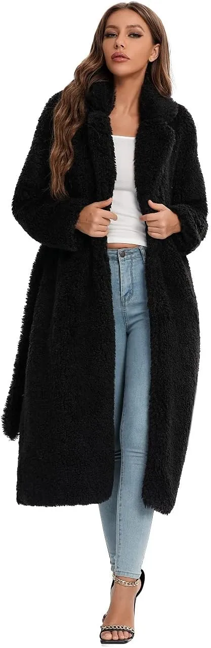 SUGAR POISON Women Faux Fur Winter Coats With Belt