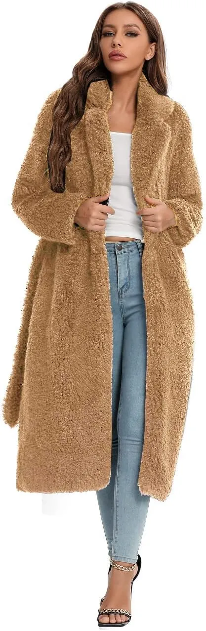 SUGAR POISON Women Faux Fur Winter Coats With Belt