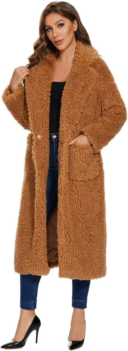 SUGAR POISON Women Faux Fur Winter Coats With Belt