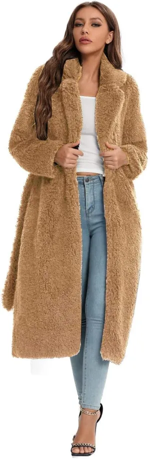 SUGAR POISON Women Faux Fur Winter Coats With Belt