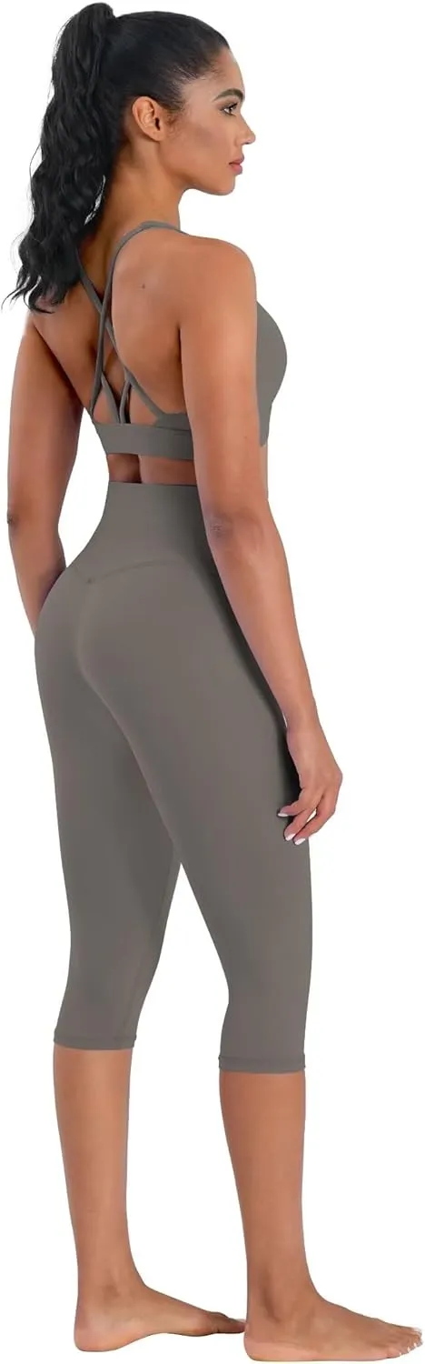 Sunzel Sunzfly Capri Leggings for Women, High Waisted Yoga Pants with Tummy Control for Workout Running Gym