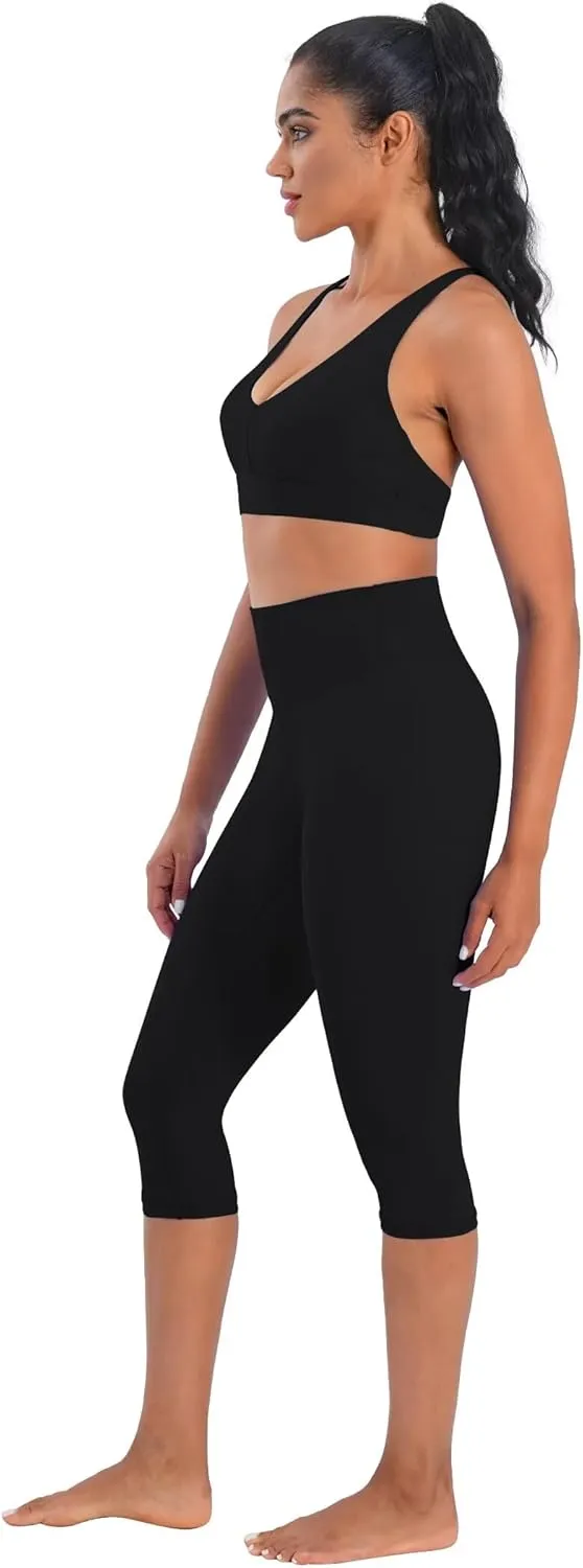 Sunzel Sunzfly Capri Leggings for Women, High Waisted Yoga Pants with Tummy Control for Workout Running Gym