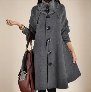 TIAFORD Womens Winter Coats Warm Button Down Turtleneck Trench Coat Long Sleeve Long Jackets Dress Overcoat
