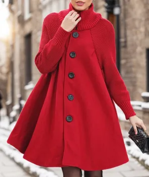 TIAFORD Womens Winter Coats Warm Button Down Turtleneck Trench Coat Long Sleeve Long Jackets Dress Overcoat
