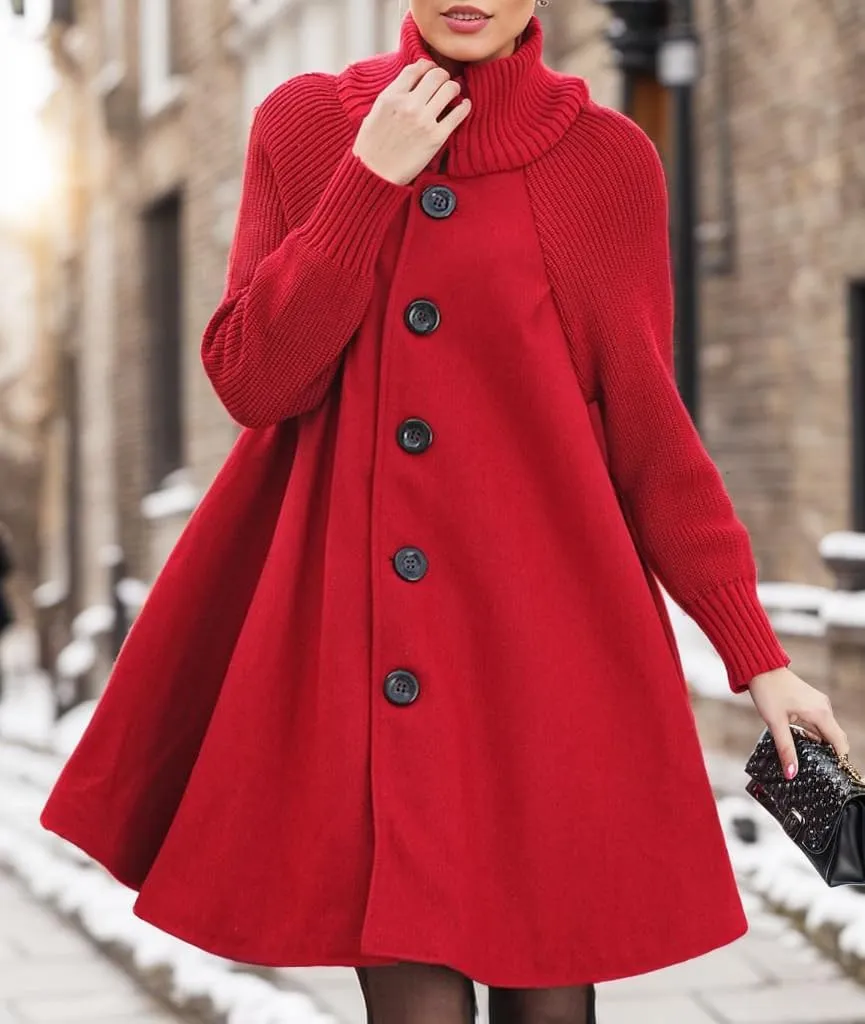 TIAFORD Womens Winter Coats Warm Button Down Turtleneck Trench Coat Long Sleeve Long Jackets Dress Overcoat