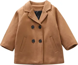 Toddler Baby Girl Winter Coat Dress Coat Warm Jacket Long Sleeve Button Trench Coat Kids Peacoat Outwear Clothes