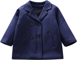 Toddler Baby Girl Winter Coat Dress Coat Warm Jacket Long Sleeve Button Trench Coat Kids Peacoat Outwear Clothes