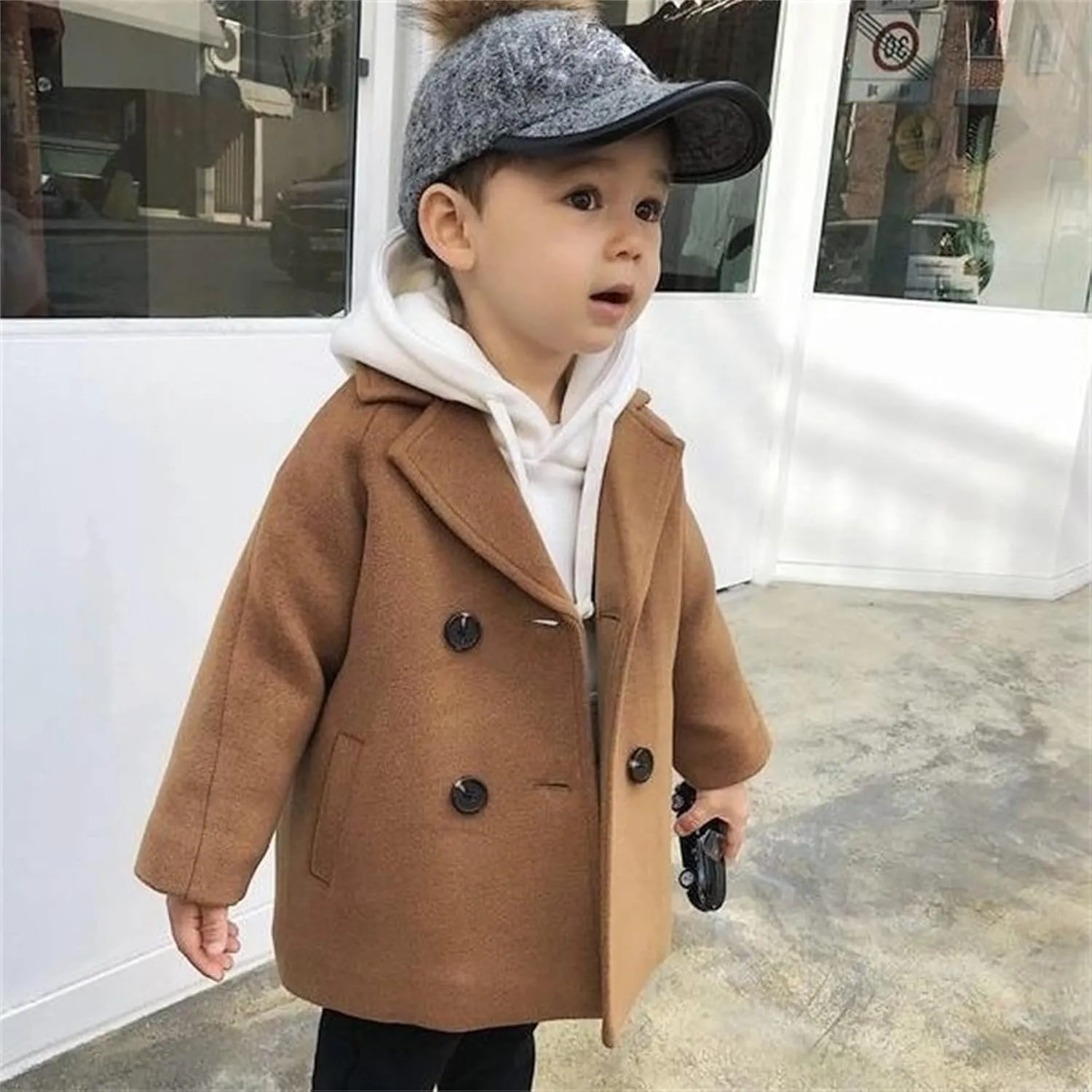 Toddler Baby Girl Winter Coat Dress Coat Warm Jacket Long Sleeve Button Trench Coat Kids Peacoat Outwear Clothes