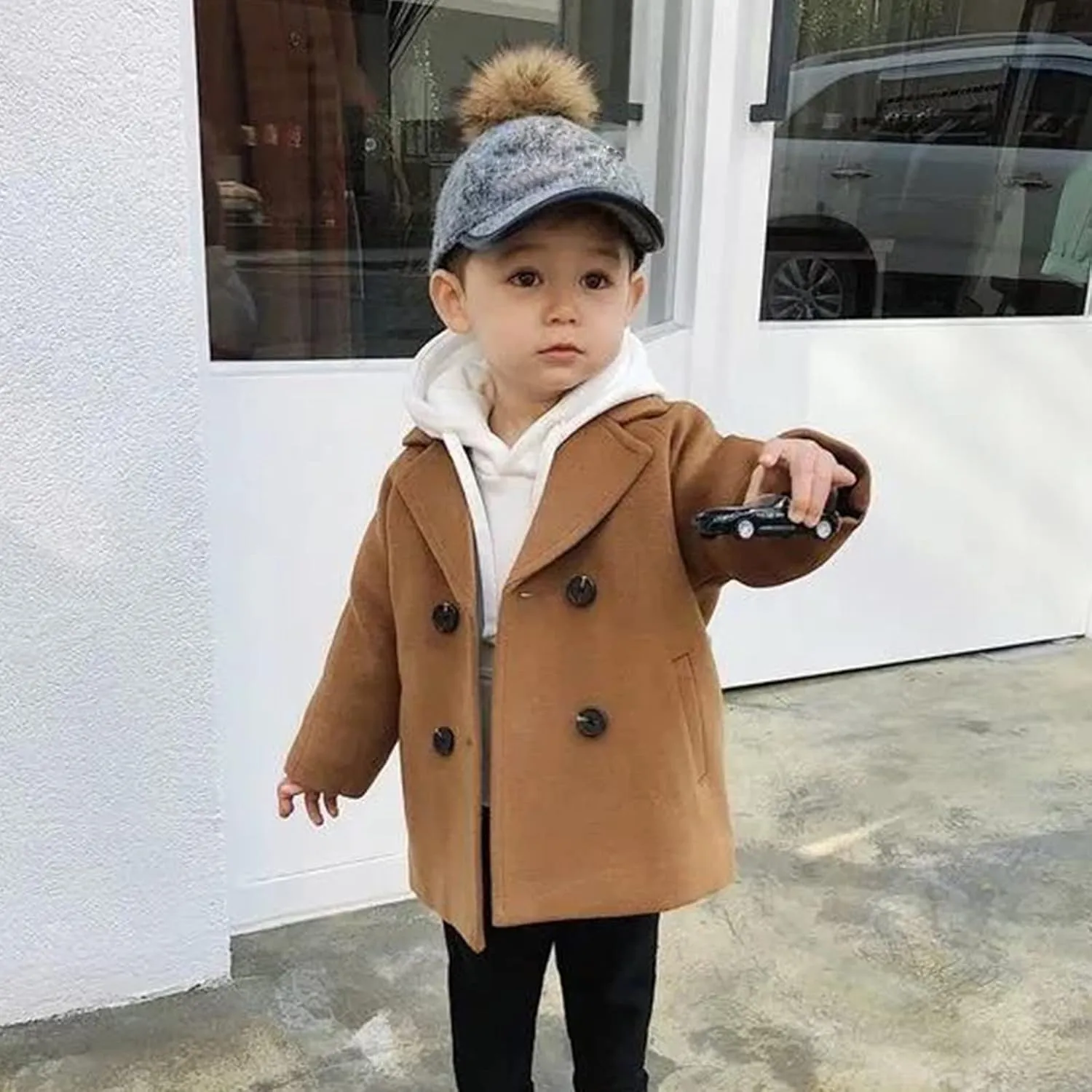 Toddler Baby Girl Winter Coat Dress Coat Warm Jacket Long Sleeve Button Trench Coat Kids Peacoat Outwear Clothes