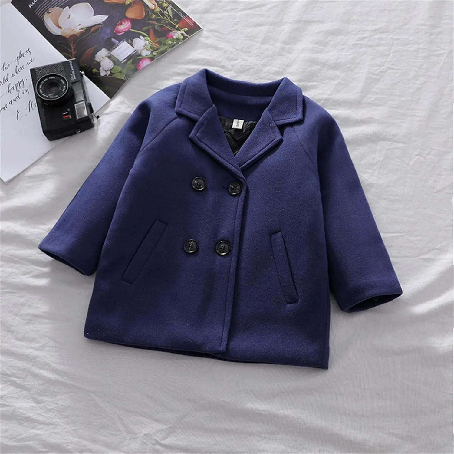 Toddler Baby Girl Winter Coat Dress Coat Warm Jacket Long Sleeve Button Trench Coat Kids Peacoat Outwear Clothes