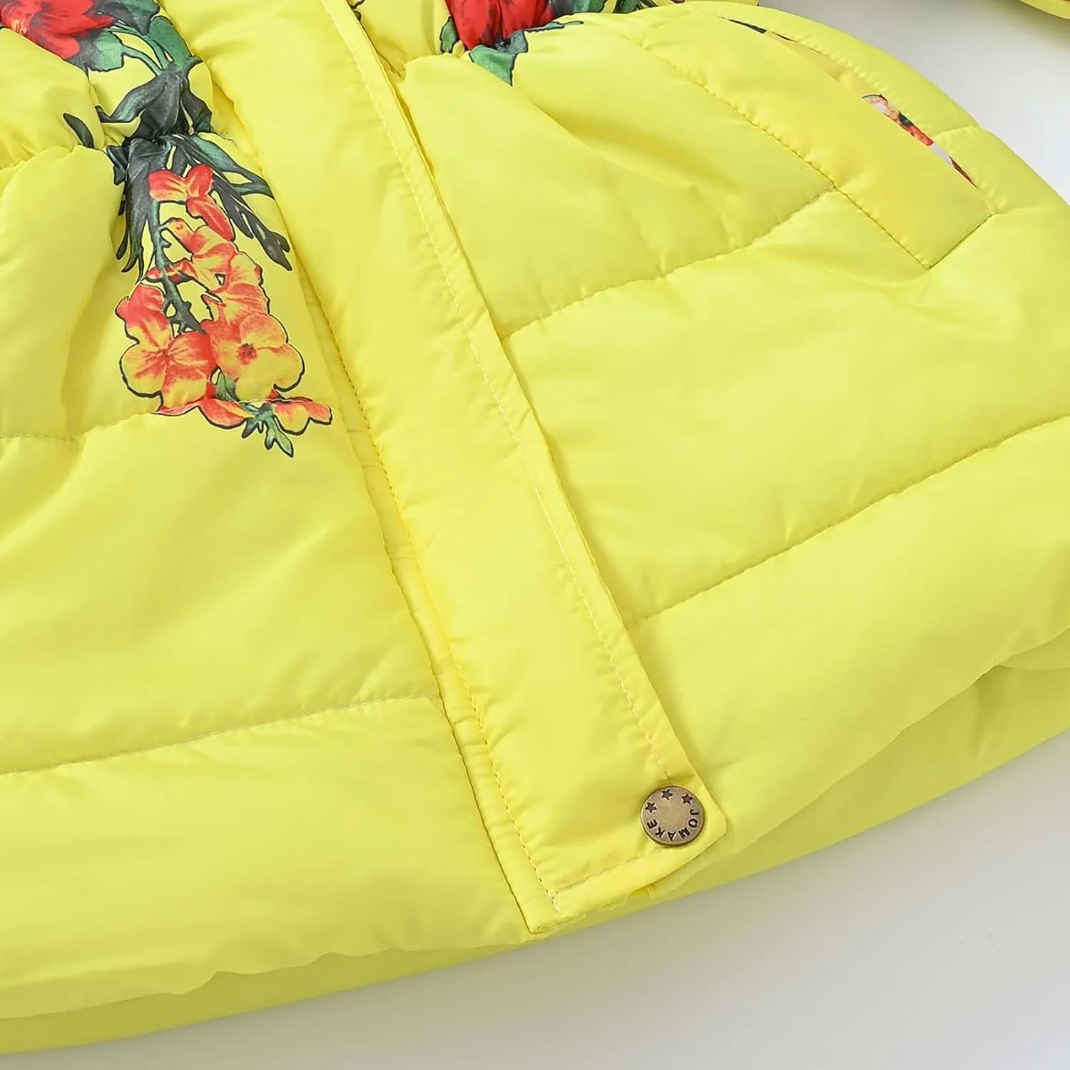 Toddler Girls Thick Warm Hooded Down Floral Print Puffer Winter Long Sleeve Fashion Soft Coat Coat And Snow Pants Girls