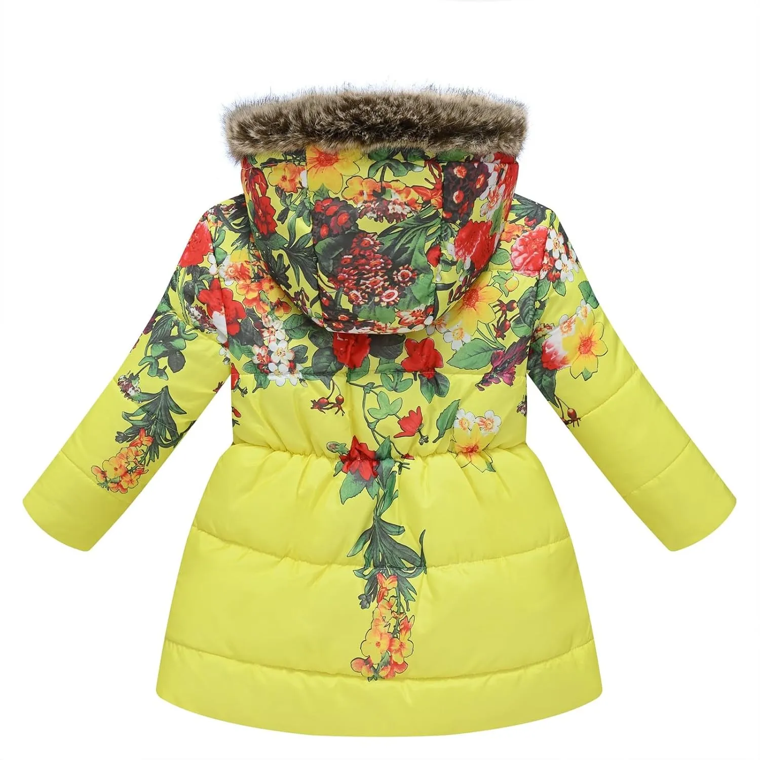 Toddler Girls Thick Warm Hooded Down Floral Print Puffer Winter Long Sleeve Fashion Soft Coat Coat And Snow Pants Girls