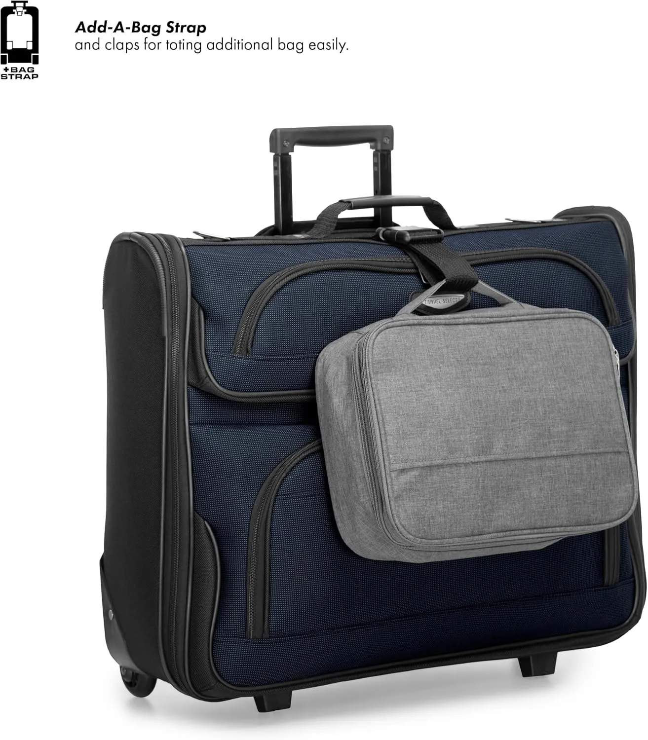 Travel Select Amsterdam Expandable Rolling Upright Luggage, Navy, Garment Bag