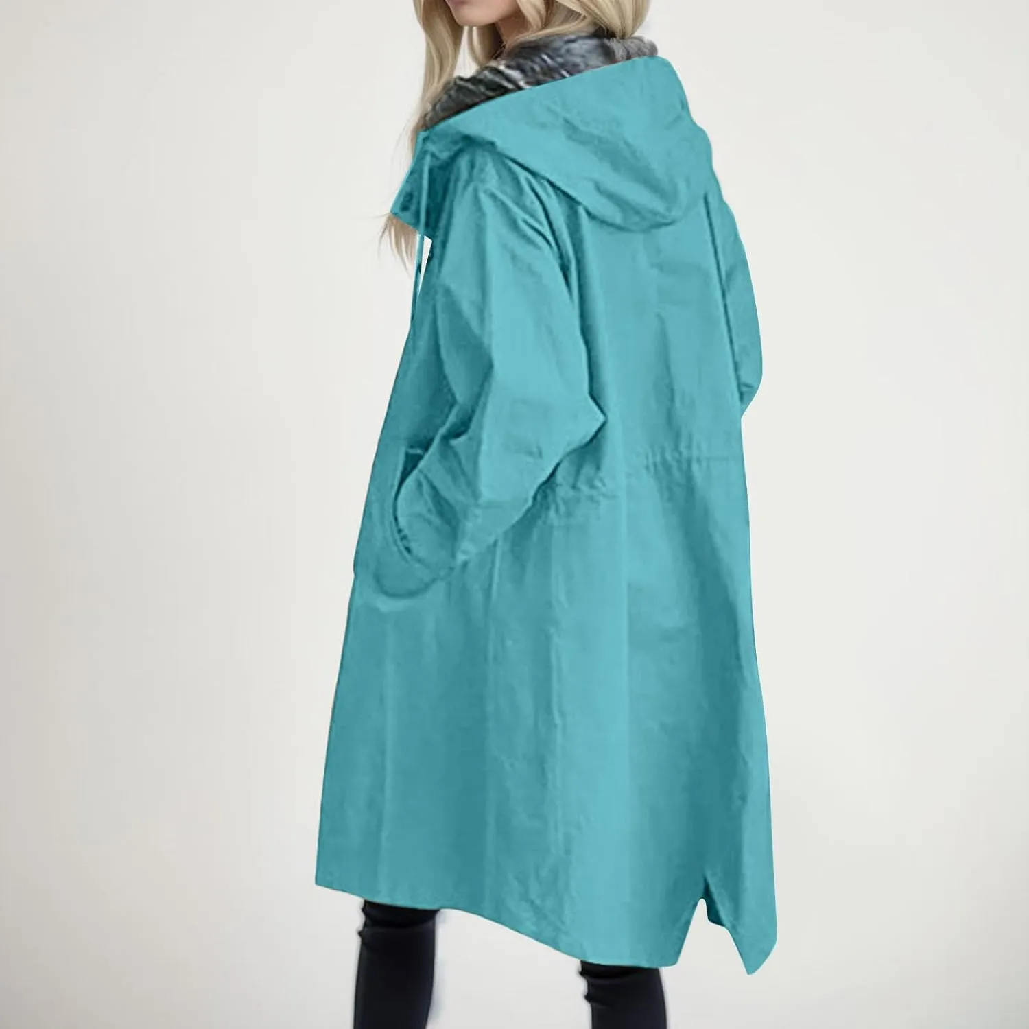 Trench Coat for Women 2024 Jackets Loose Rain Jacket Oversized Trench Coats with Hood Elegant Windbreaker Outwear