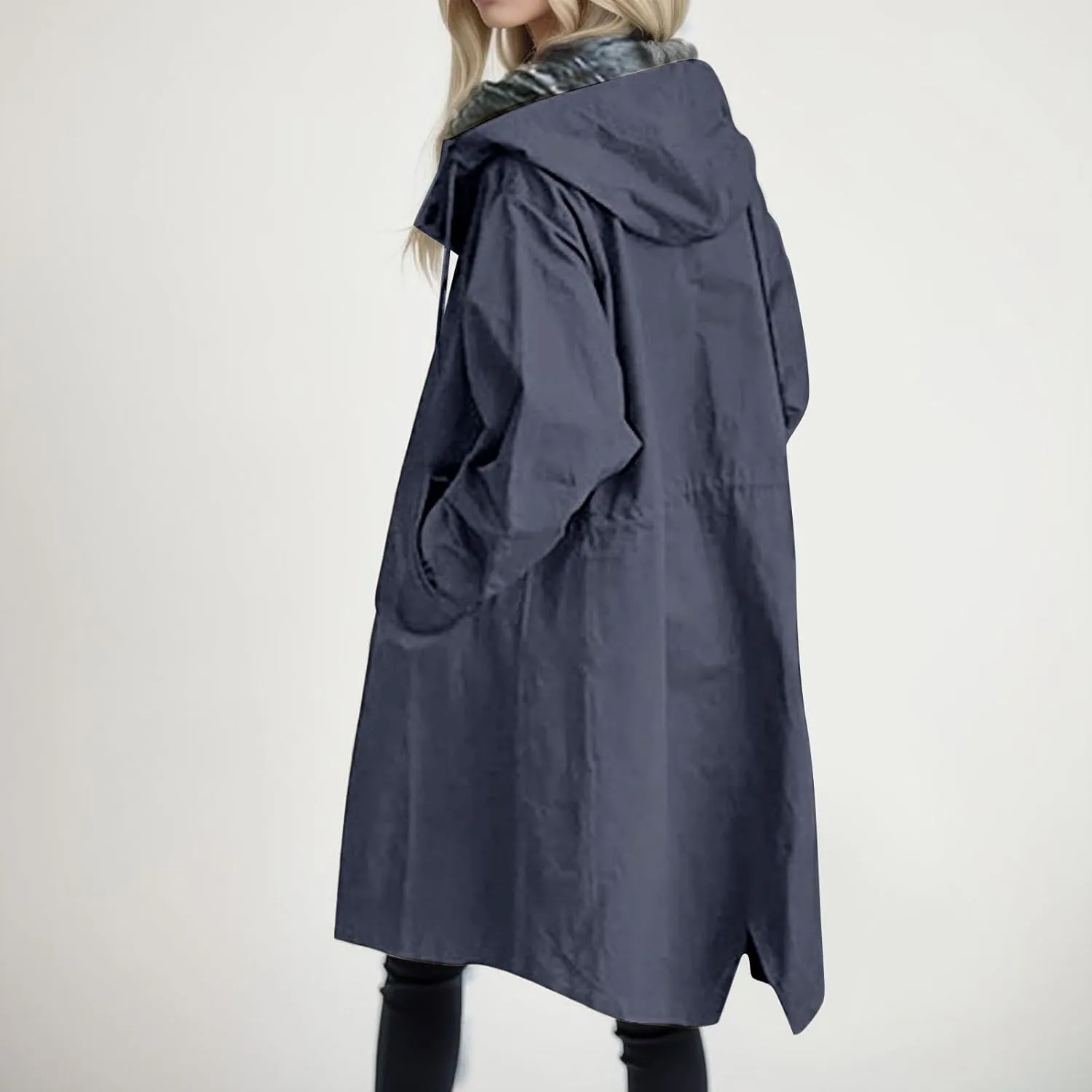 Trench Coat for Women 2024 Jackets Loose Rain Jacket Oversized Trench Coats with Hood Elegant Windbreaker Outwear