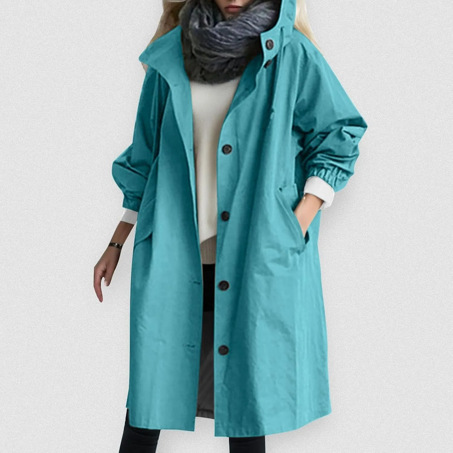 Trench Coat for Women 2024 Jackets Loose Rain Jacket Oversized Trench Coats with Hood Elegant Windbreaker Outwear