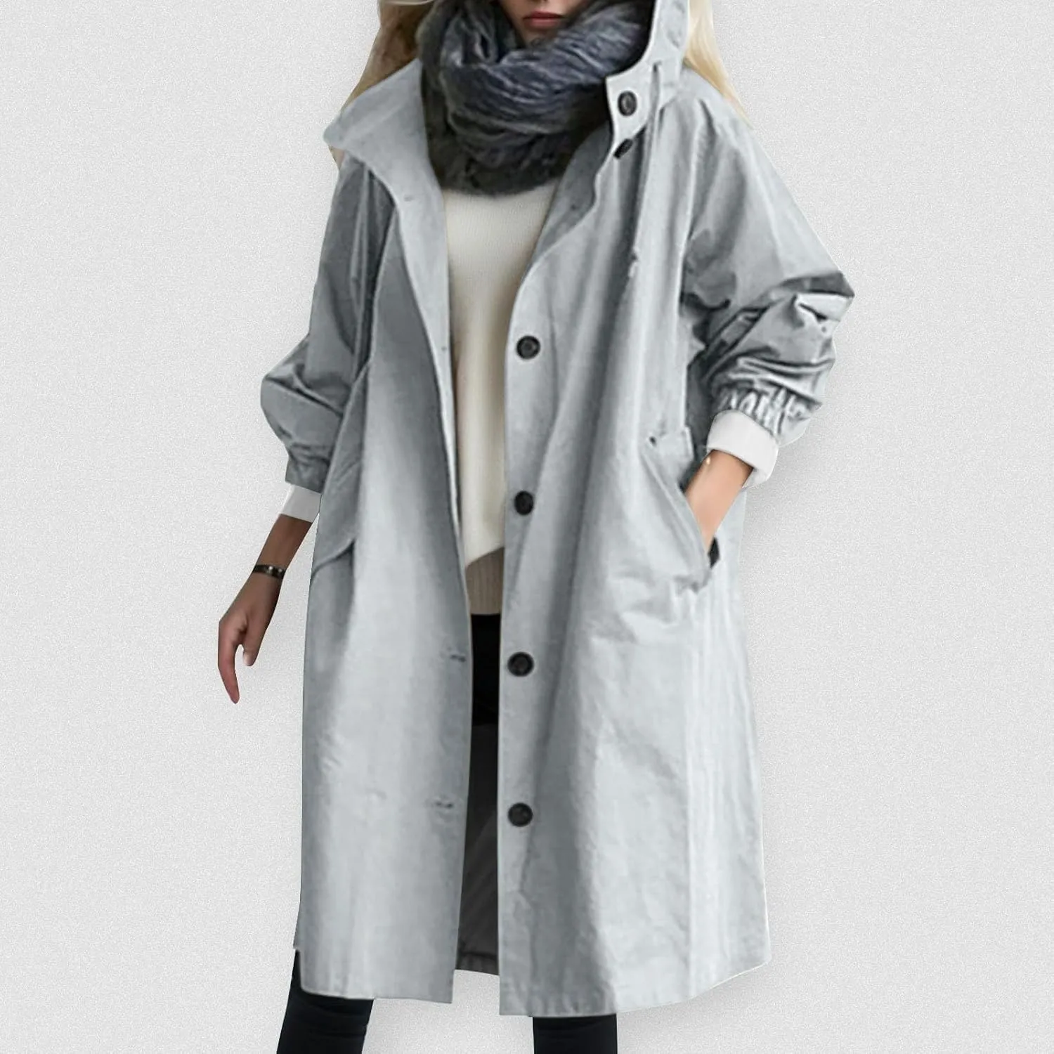 Trench Coat for Women 2024 Jackets Loose Rain Jacket Oversized Trench Coats with Hood Elegant Windbreaker Outwear