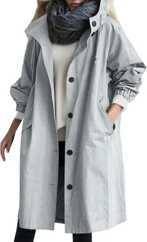 Trench Coat for Women 2024 Jackets Loose Rain Jacket Oversized Trench Coats with Hood Elegant Windbreaker Outwear