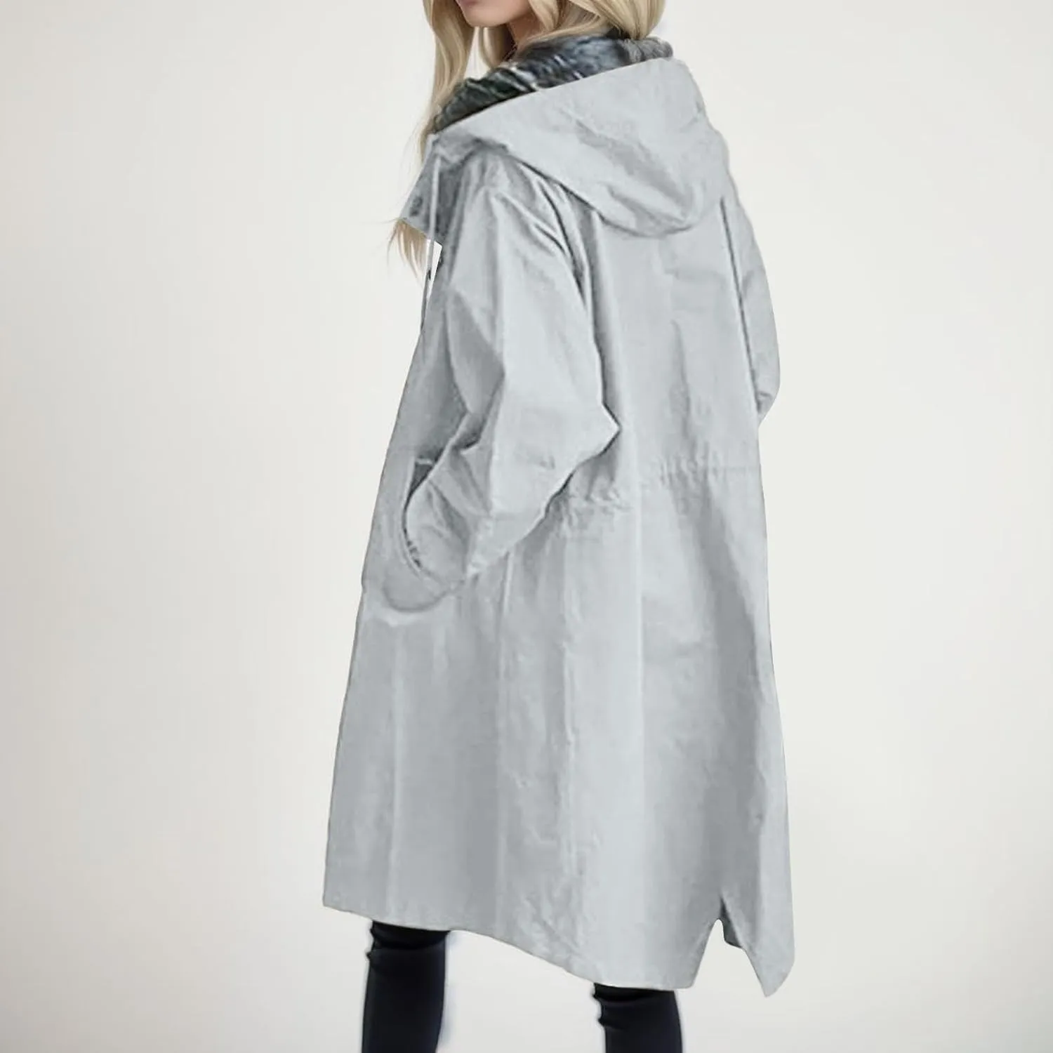 Trench Coat for Women 2024 Jackets Loose Rain Jacket Oversized Trench Coats with Hood Elegant Windbreaker Outwear
