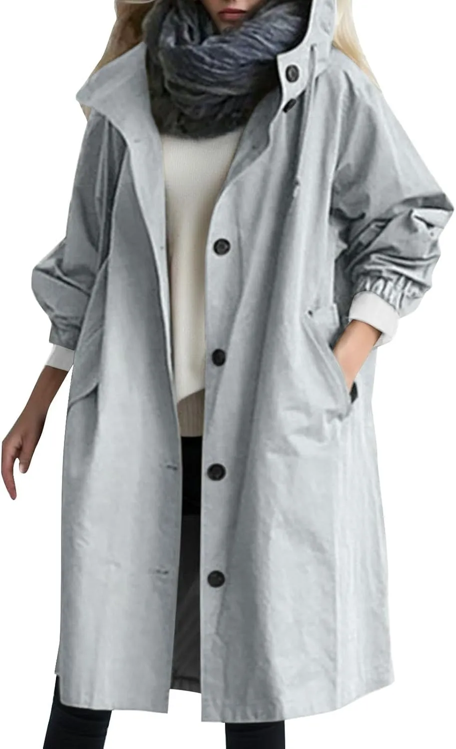 Trench Coat for Women 2024 Jackets Loose Rain Jacket Oversized Trench Coats with Hood Elegant Windbreaker Outwear