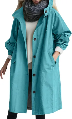 Trench Coat for Women 2024 Jackets Loose Rain Jacket Oversized Trench Coats with Hood Elegant Windbreaker Outwear