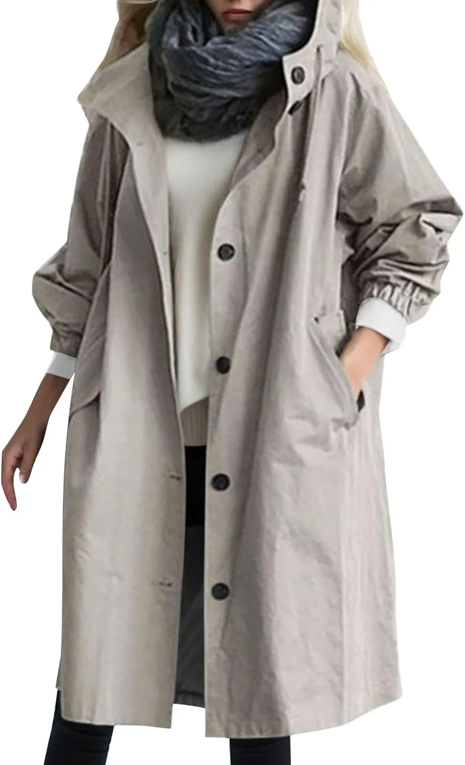 Trench Coat for Women 2024 Jackets Loose Rain Jacket Oversized Trench Coats with Hood Elegant Windbreaker Outwear