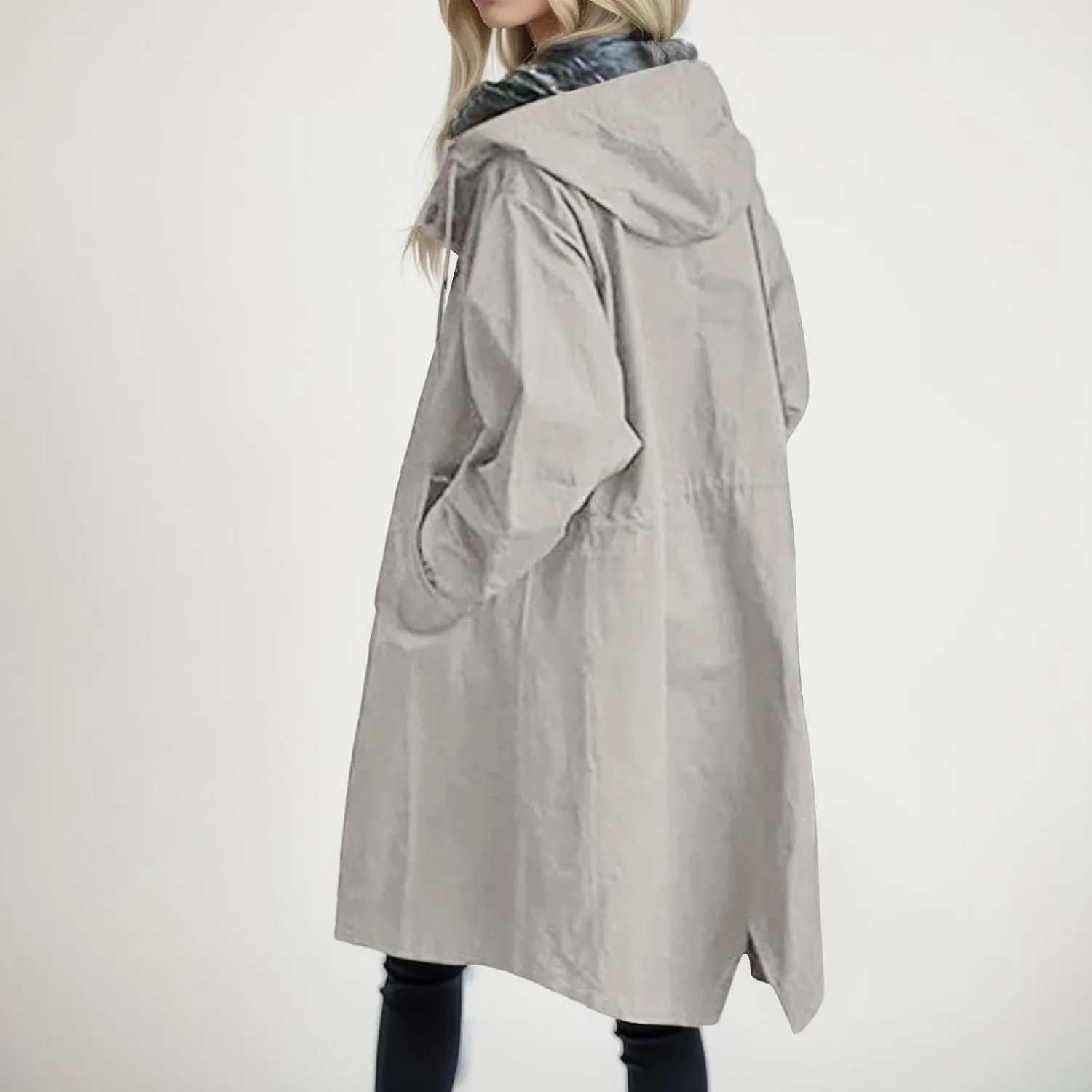 Trench Coat for Women 2024 Jackets Loose Rain Jacket Oversized Trench Coats with Hood Elegant Windbreaker Outwear