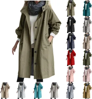 Trench Coat for Women 2024 Jackets Loose Rain Jacket Oversized Trench Coats with Hood Elegant Windbreaker Outwear