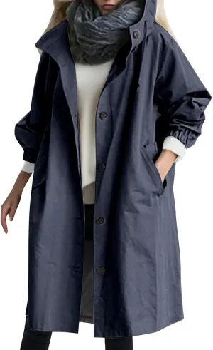 Trench Coat for Women 2024 Jackets Loose Rain Jacket Oversized Trench Coats with Hood Elegant Windbreaker Outwear