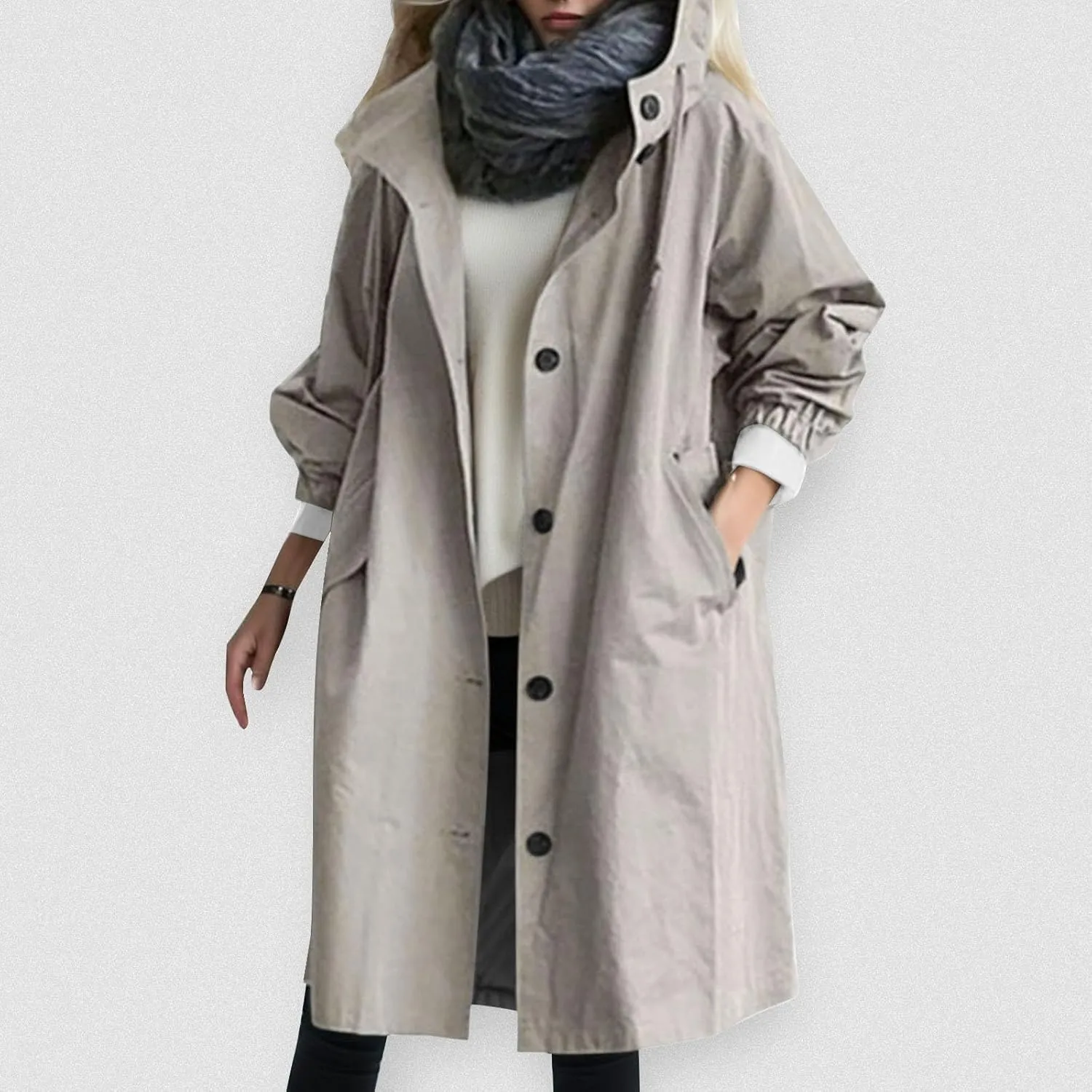 Trench Coat for Women 2024 Jackets Loose Rain Jacket Oversized Trench Coats with Hood Elegant Windbreaker Outwear