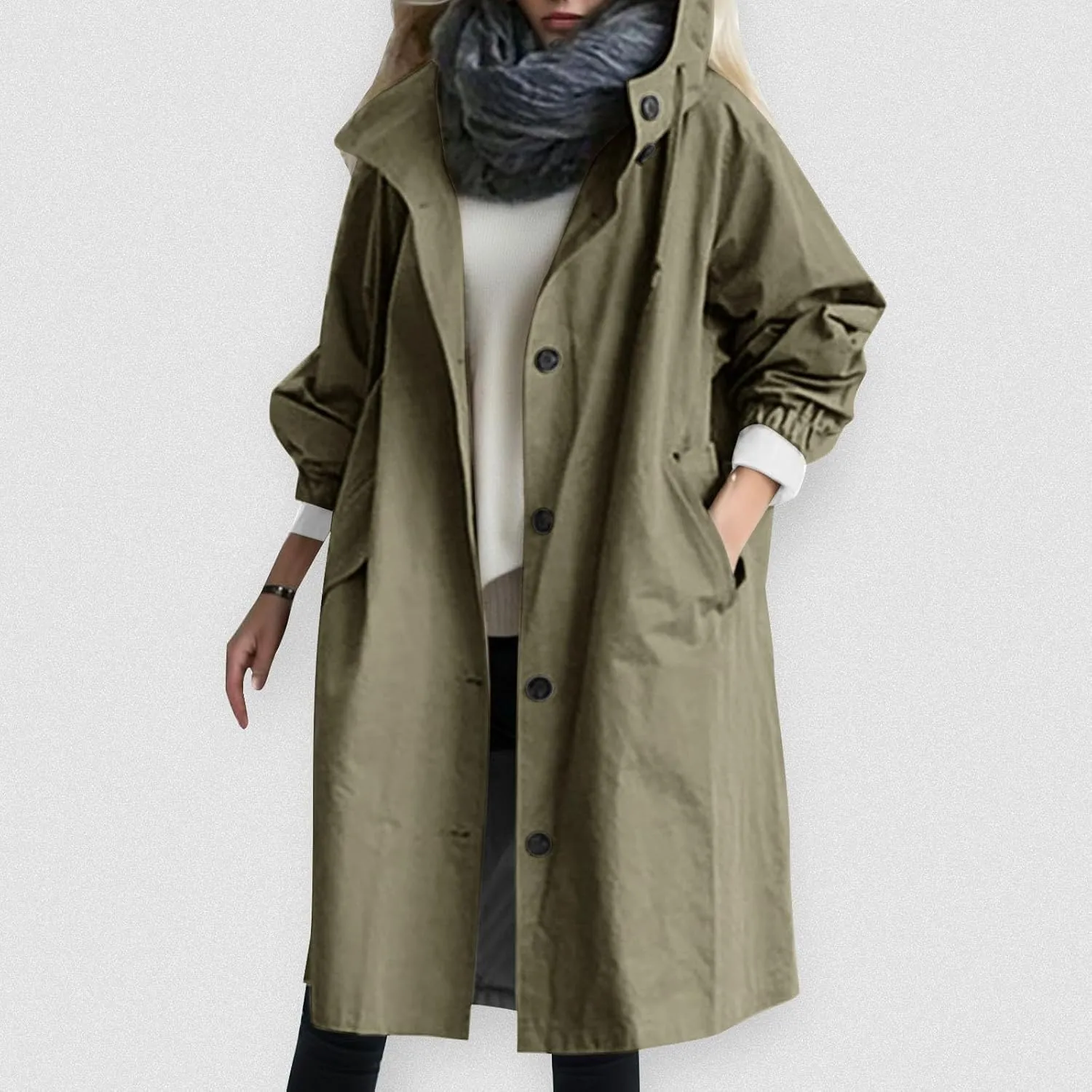 Trench Coat for Women 2024 Jackets Loose Rain Jacket Oversized Trench Coats with Hood Elegant Windbreaker Outwear