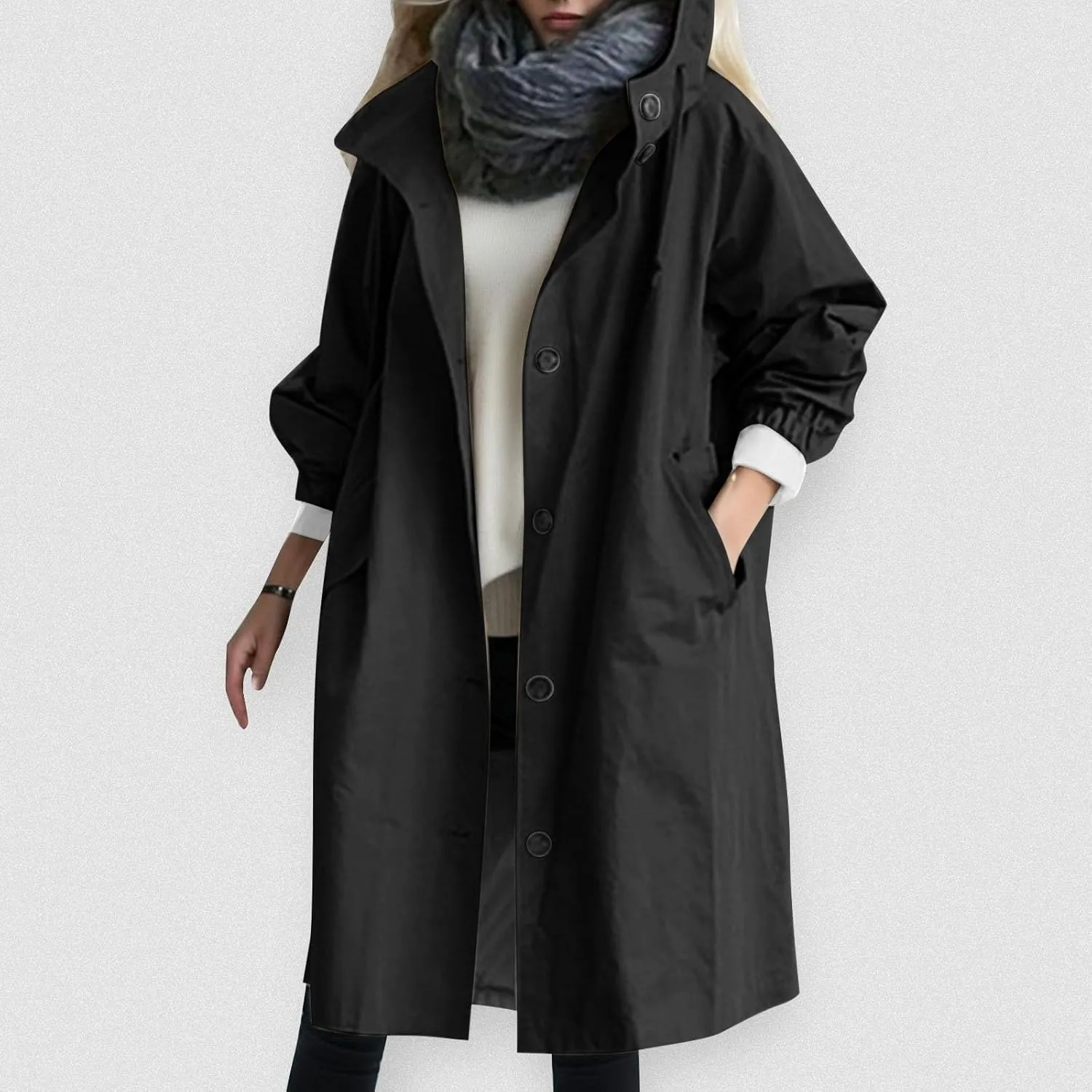 Trench Coat for Women 2024 Jackets Loose Rain Jacket Oversized Trench Coats with Hood Elegant Windbreaker Outwear