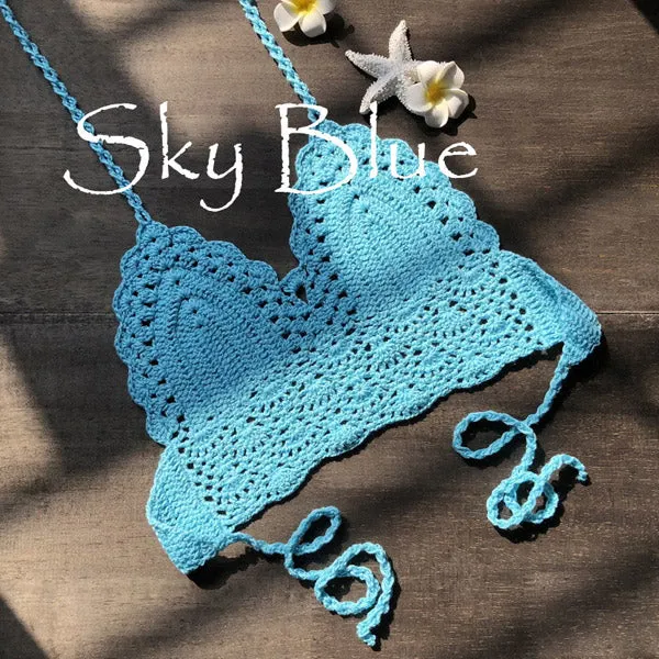 Triangle Bikini Top Woman Hollow Out Crochet Swimming Bra Large Swimwear