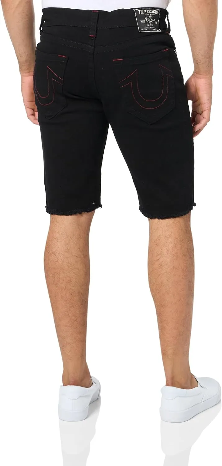 True Religion Men's Ricky Sn Nf 1/2" Short W/Rips with Fray Hem