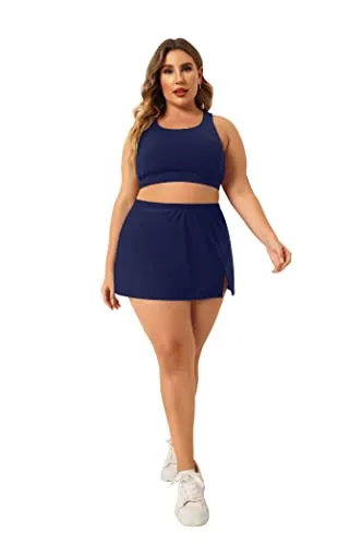 Tummy Control High Waisted Swim Skirt Bottoms For Women-Navy Blue