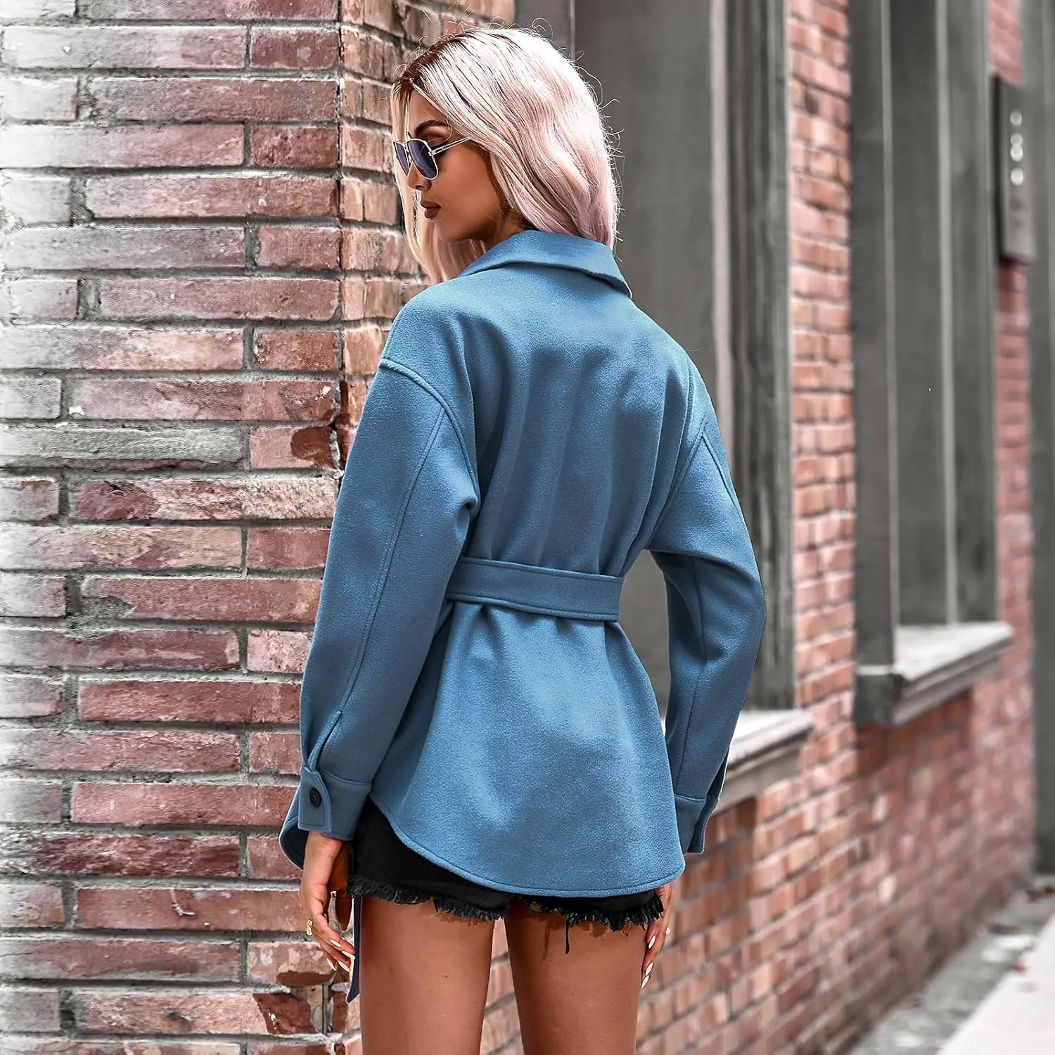 utcoco Womens Fall Winter Trench Coats Casual Lapel Long Sleeve Jackets Button Down Peacoat Belted Outerwear