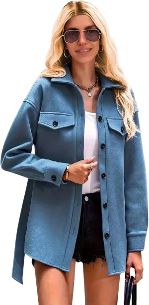 utcoco Womens Fall Winter Trench Coats Casual Lapel Long Sleeve Jackets Button Down Peacoat Belted Outerwear
