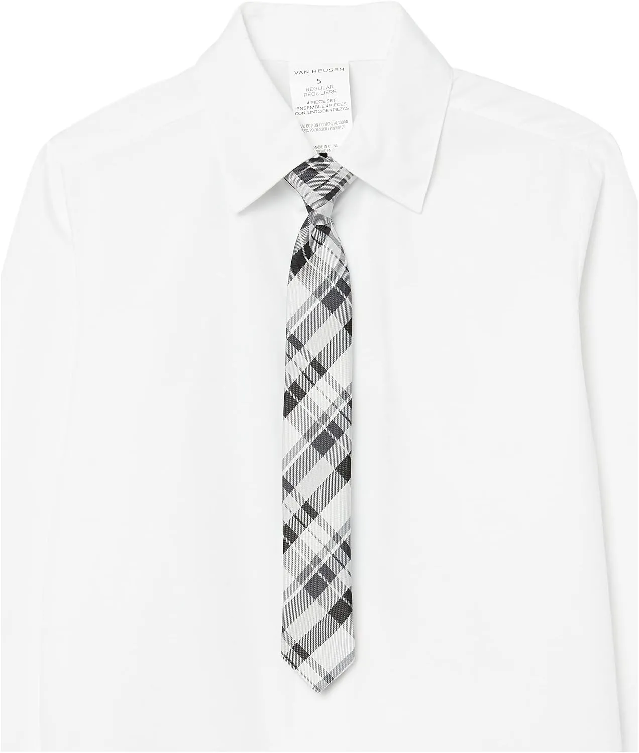 Van Heusen Boys' 4-Piece Formal Suit Set, Vest, Pants, Collared Dress Shirt, and Tie