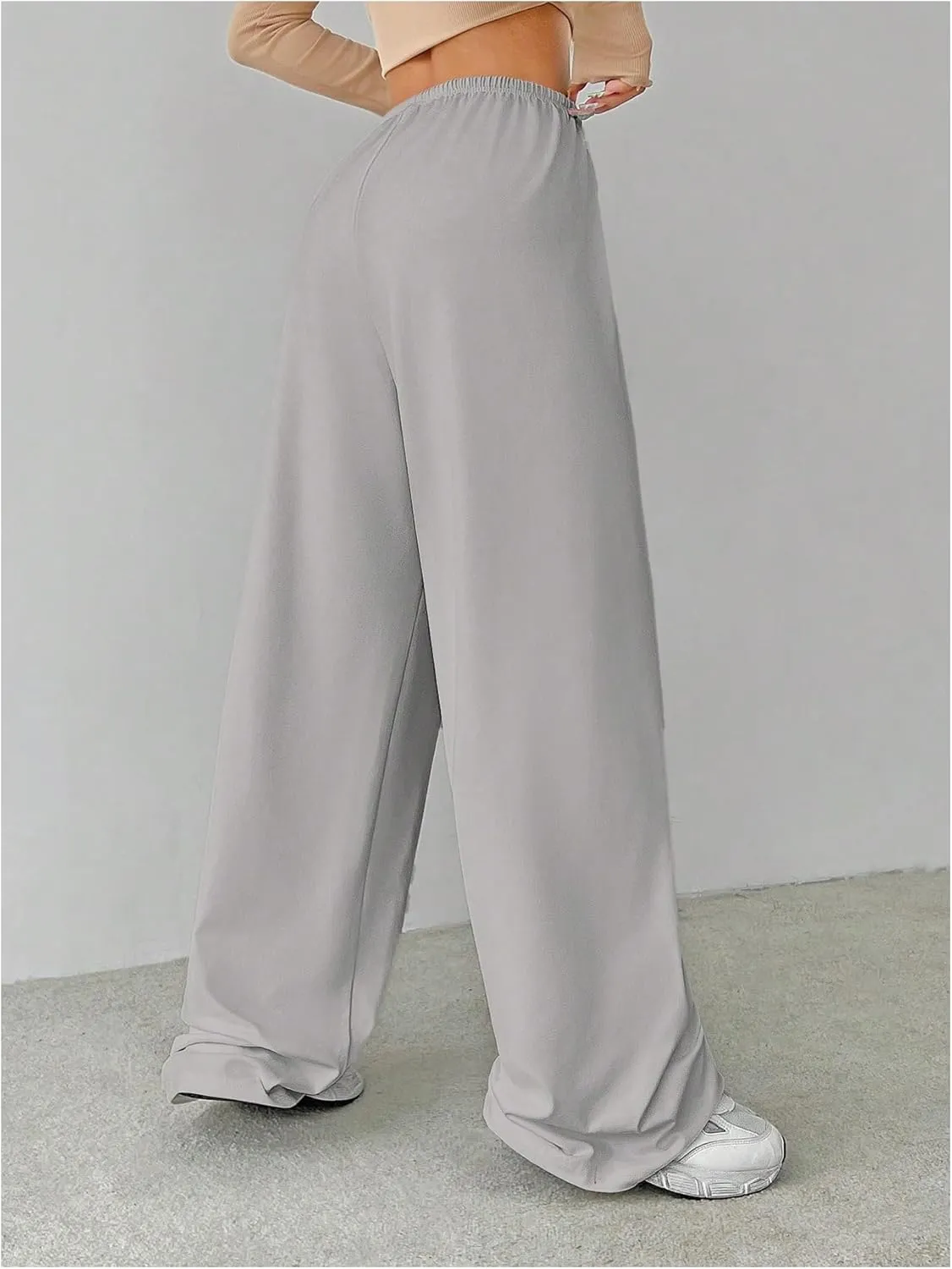 Verdusa Women's Loose Wide Leg Sweatpants Elastic Drawstring Waist Casual Long Pants