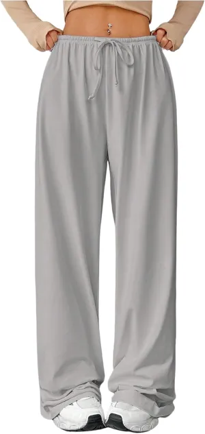 Verdusa Women's Loose Wide Leg Sweatpants Elastic Drawstring Waist Casual Long Pants