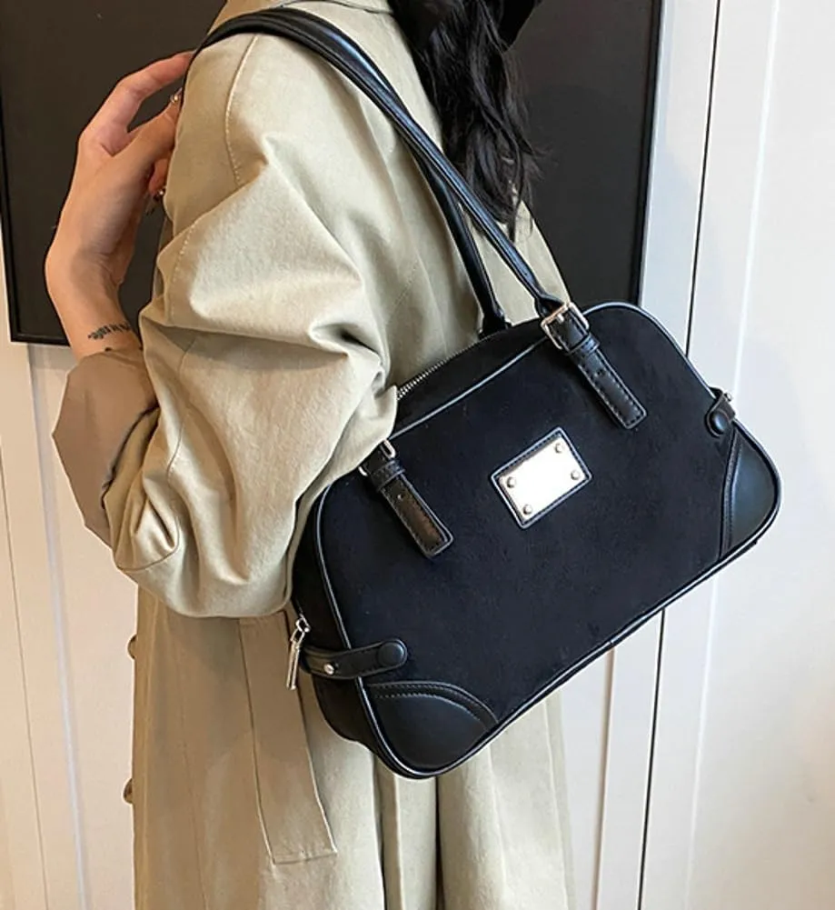 Vintage Suede Tote Bag for Women Mini Slouchy Bag Fall Winter Trendy Hobo Bag Satchel Purse Causal Top Handle Handbag 2024