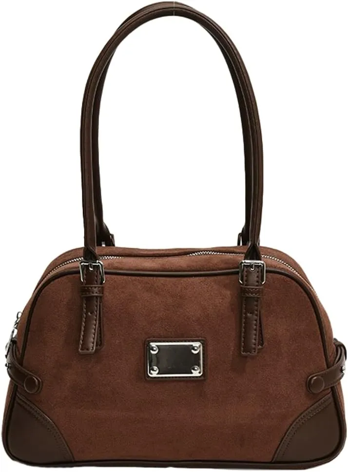 Vintage Suede Tote Bag for Women Mini Slouchy Bag Fall Winter Trendy Hobo Bag Satchel Purse Causal Top Handle Handbag 2024