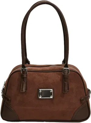 Vintage Suede Tote Bag for Women Mini Slouchy Bag Fall Winter Trendy Hobo Bag Satchel Purse Causal Top Handle Handbag 2024